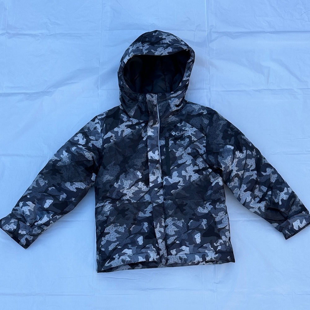 Columbia Boys' Hooded Winter Jacket - Black & Gray Camo